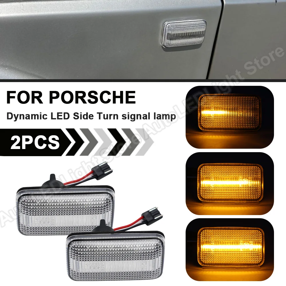 

2Pcs Dynamic LED Side Turn Signal Marker Light Lamp Blinker For Porsche 911 Carrera 1994-1998 930 964 993 924/924S 944 959 968