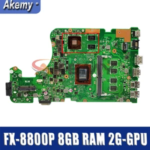 akemy for asus x555yi x555ya x555d a555dg x555qg x555y notebook mainboard motherboard fx 8800p cpu 8gb ram 2g gpu tested full ok free global shipping