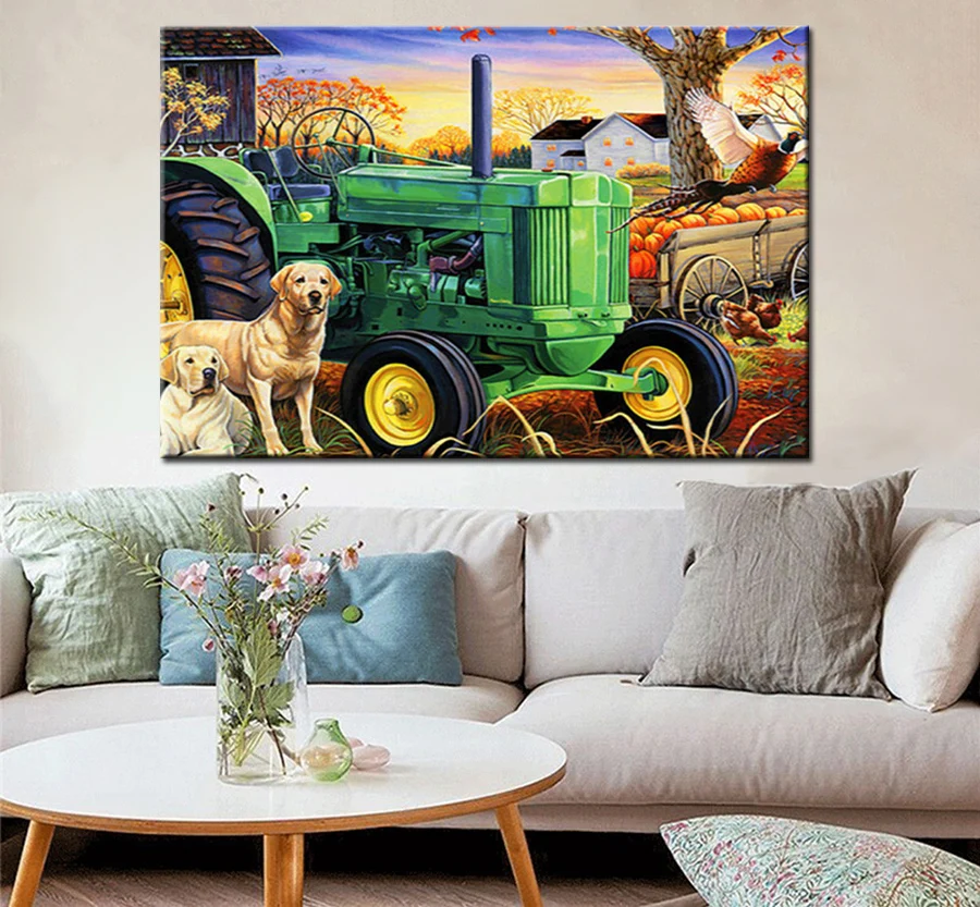 5D алмазная живопись живописный грузовик трактор мозаика Сделай Сам Картина