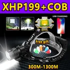 Самый мощный яркий налобный фонарь XHP199 с монолитным блоком светодиодов высокой мощности, налобный фонарь XHP160, налобный фонарь для кемпинга 18650
