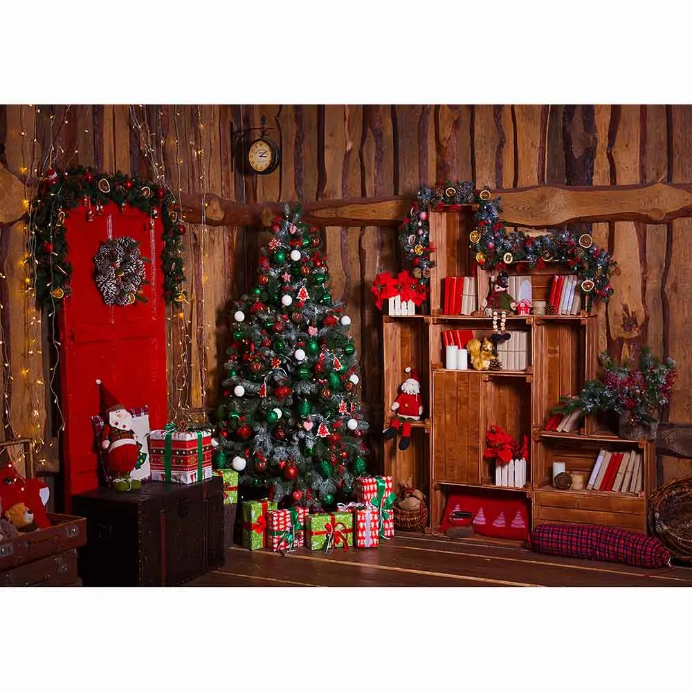 Allenjoy Рождественский Фотофон зимний деревянный дом книжная полка сосновый фон