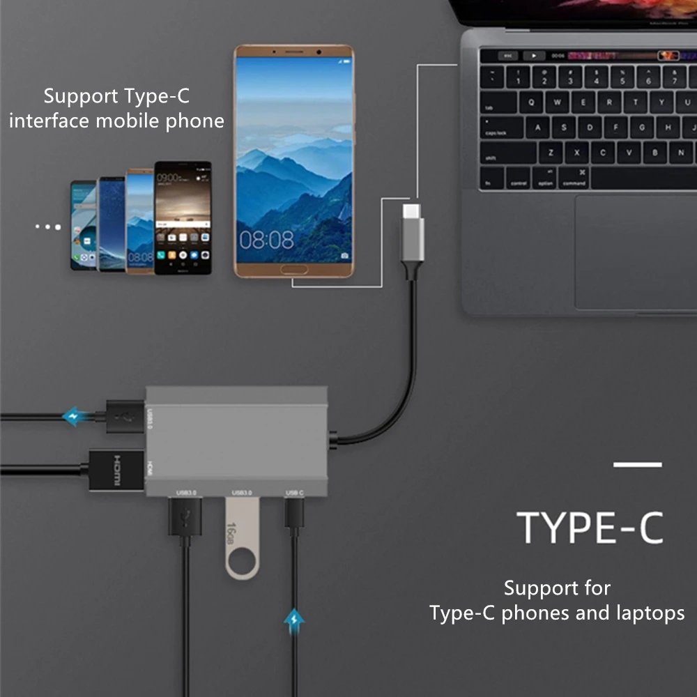Tebe Тип usb C концентратор Многофункциональный 5 в 1 USB конвертер 3 0 высокое Скорость