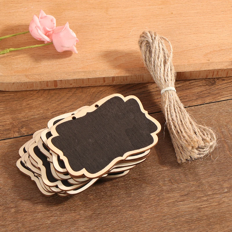 

Hot sale 12Pcs Hanging Rope Wooden Blackboard Chalkboard Wordpad Message Black Board Office School Supplies
