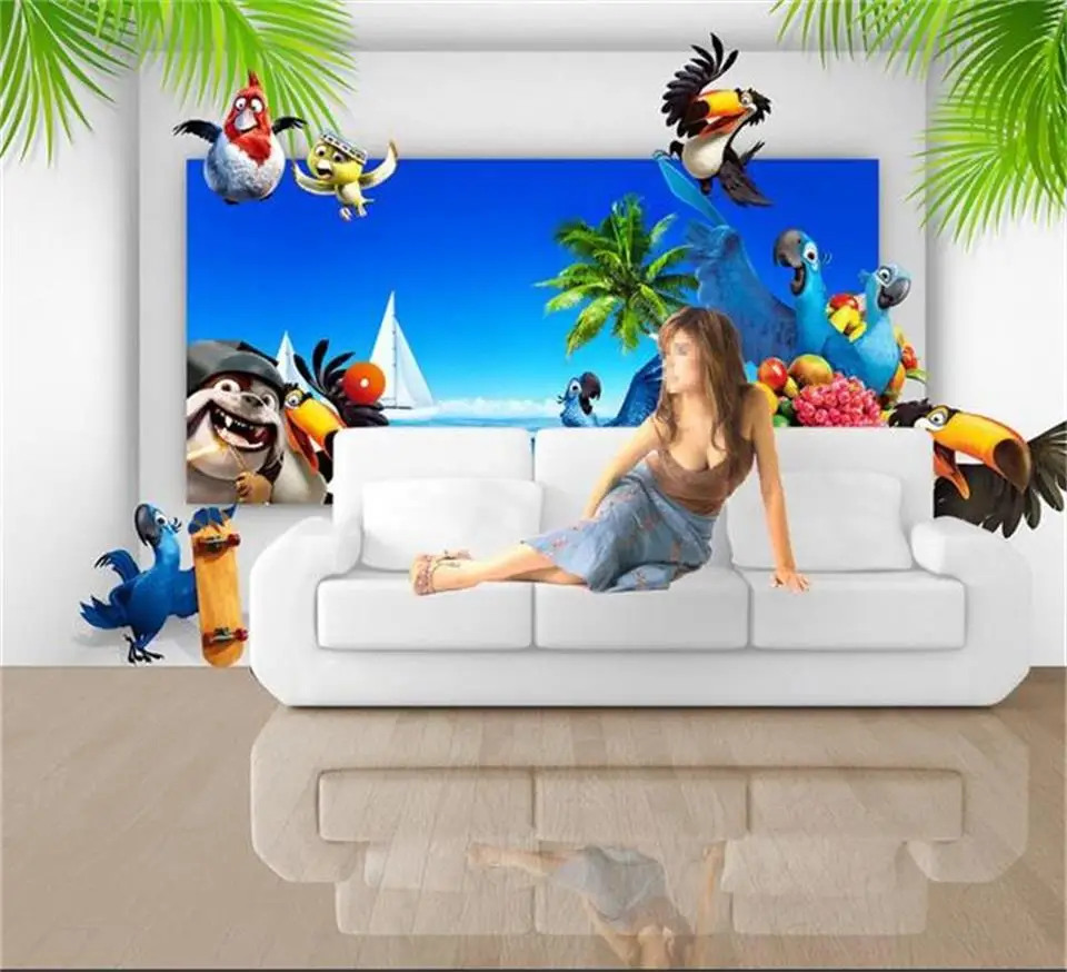 Пользовательские 3d фотообои для гостиной настенные Мультяшные животные морской