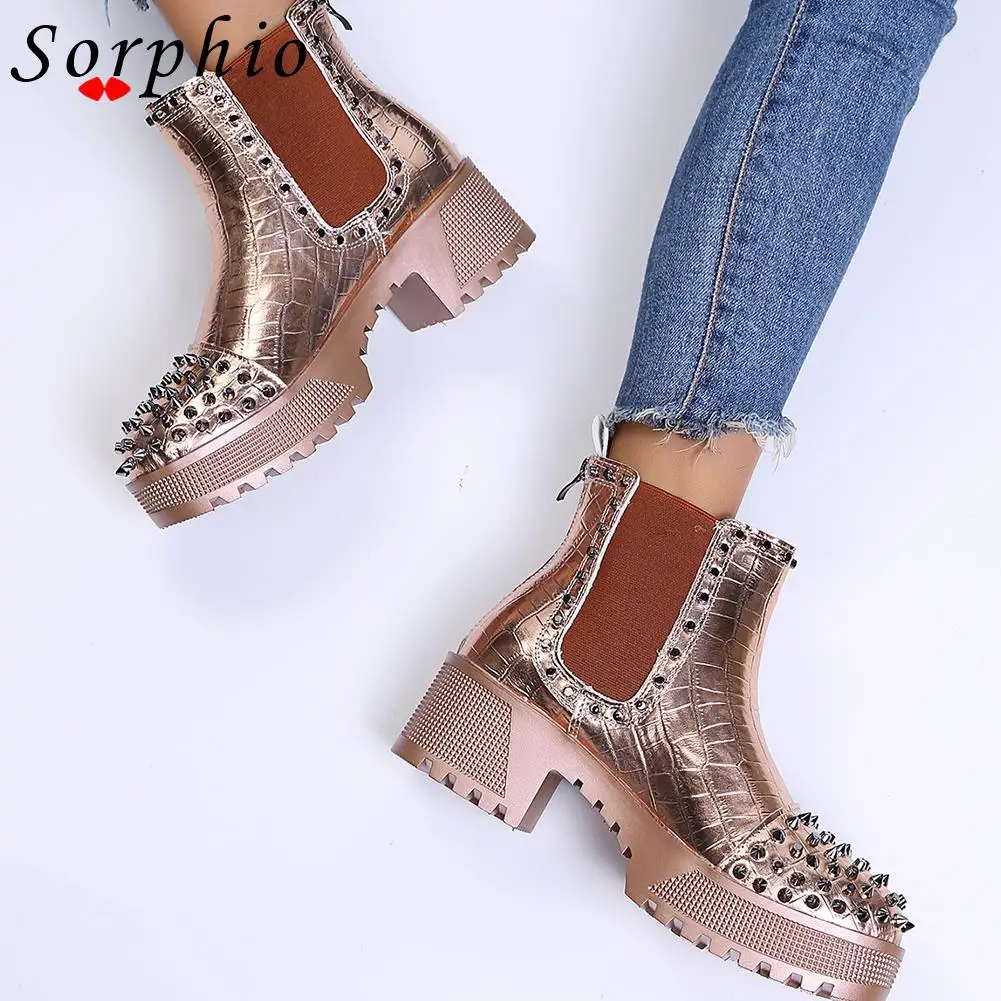 

Женские мотоциклетные ботинки, однотонные ботильоны на резиновой подошве, на квадратном каблуке, с круглым носком, на молнии, на среднем каб...