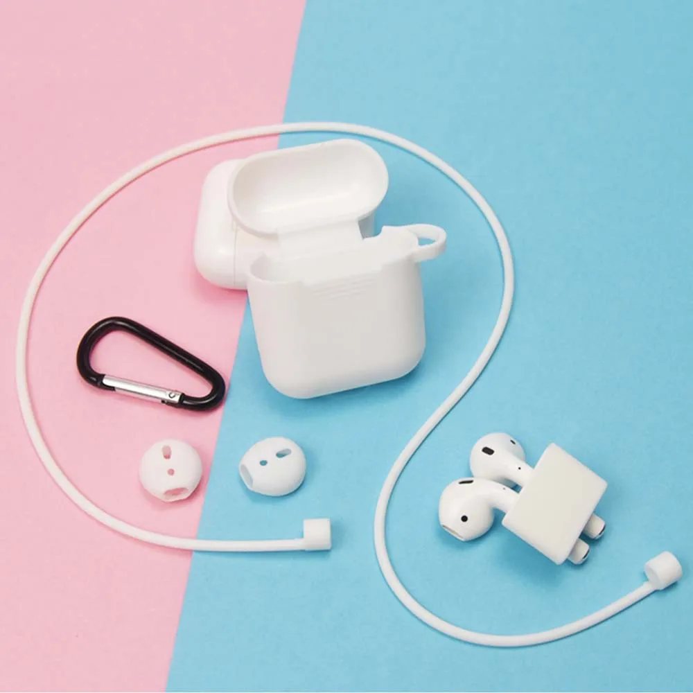Силиконовый чехол для Airpods 5 в 1 защитный с карабином и ремешком наручных часов |