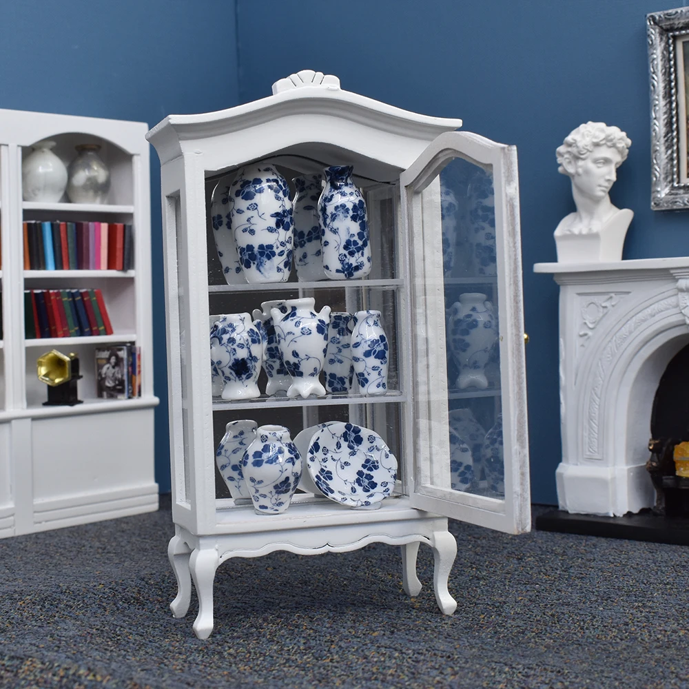 1/12 миниатюрное украшение для кукольного домика фарфоровая ваза синяя лоза