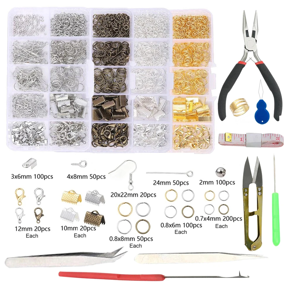 

Jewelry Making Kit Open Jump Rings/Lobster Clasps/Jewelry Tool Plier/Tail Chain for DIY Necklace Earring Jewelry Making Supplies