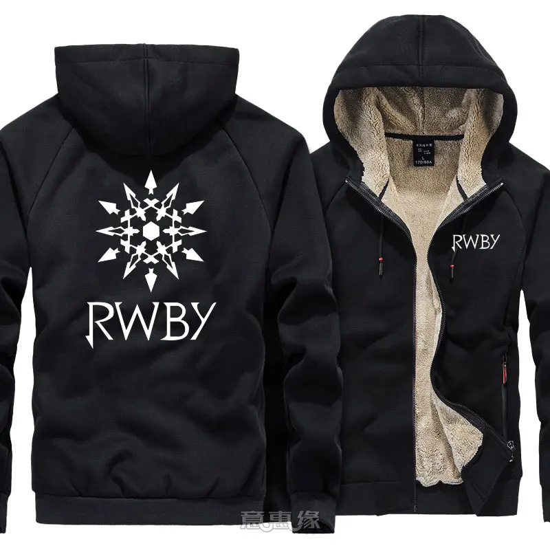 RWBY Толстовка Рубиновая роза Косплей для мужчин теплое пальто куртка зимняя Толстая на молнии толстовка с капюшоном