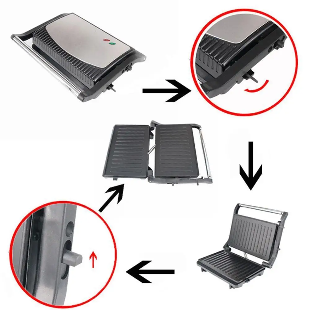 household barbecue meat machine multi function heating steak panini machine cooke breakfast bacon and pan pan electric baki c1t0 free global shipping