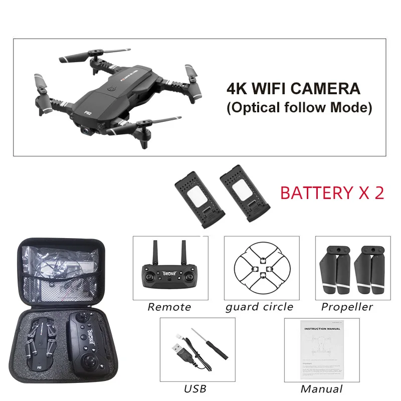 4K black 2B bag F62 Квадрокоптер, Дрон a игрушки Мини 4k дроны, Радиоуправляемый вертолет Профессиональный с камерой hd Квадрокоптер drohne Селфи - Цвет: 4K black 2B bag