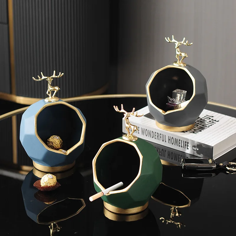 

Nordic Creative Doorway Living Room Key Storage Ornaments Ashtray Modern Light Luxury Sundries Candy Bedroom Cosmetic StorageBox