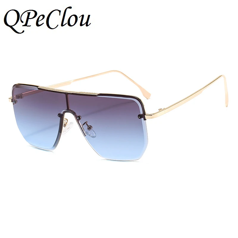 

New Fashion Oversized One Piece Sunglasses Women Brand Designer Vintage Metal Square Colorful Sun Glasses Men Driving Goggles