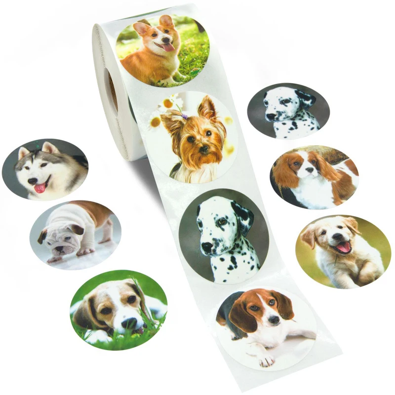 

500 sheets/roll of 8 cute puppy animal stickers can be used for children's reward gift boxes and room decoration
