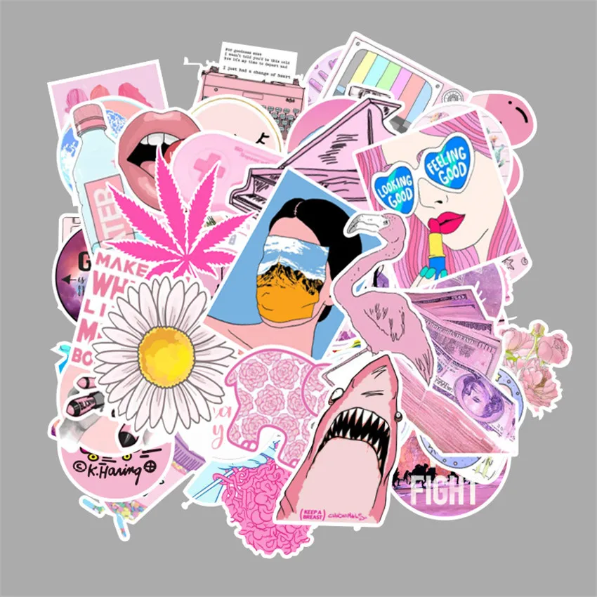 103 шт/лот модные светло розовые женские девочки ПВХ граффити наклейки декор из