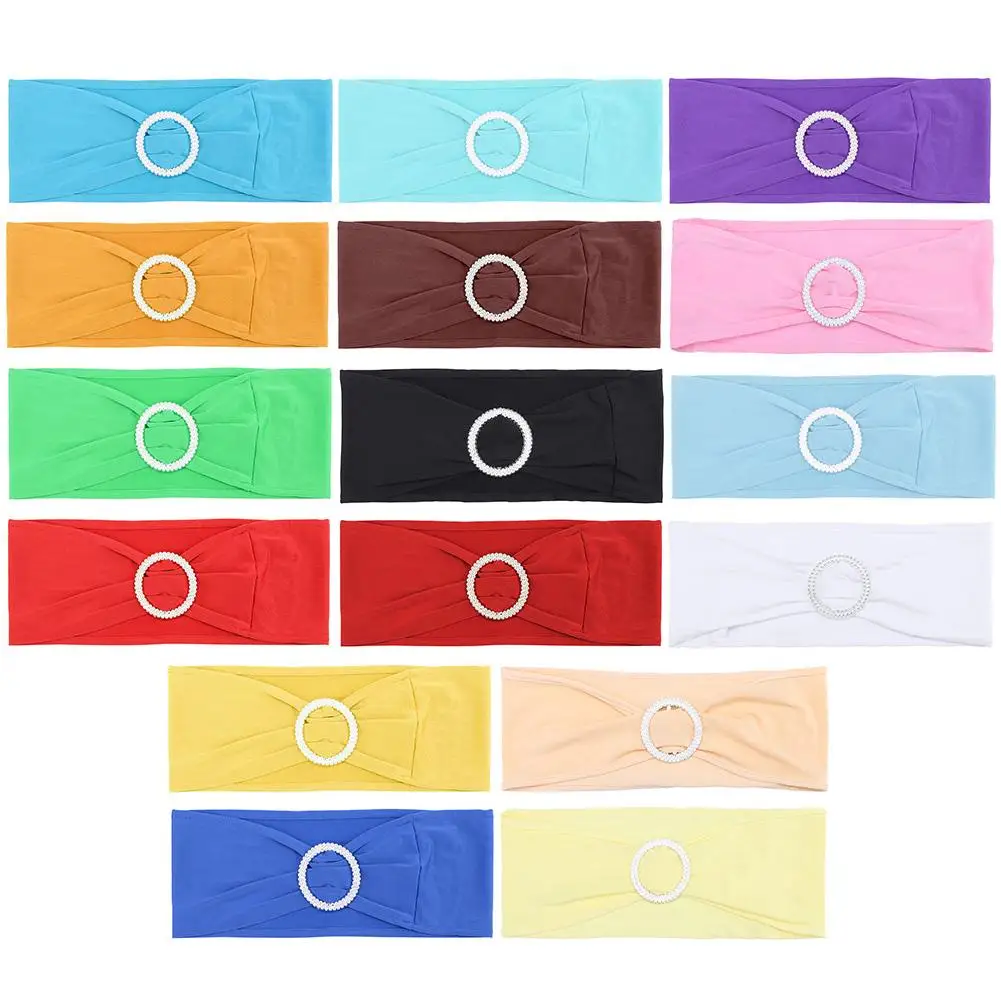 

Bow Knot Spandex Chair Sashes Lycra Chair Bands with Buckle for Wedding Decor Stretch Bow Knot Chair Cover Decoration