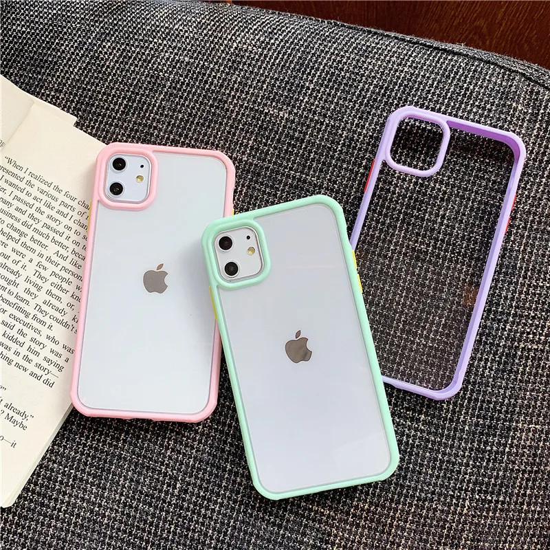 Яркий Матовый Бампер, прозрачный чехол для iphone 11 Pro Max XR Xs X+ 7 8 Plus, мягкая рамка, Твердый акриловый чехол
