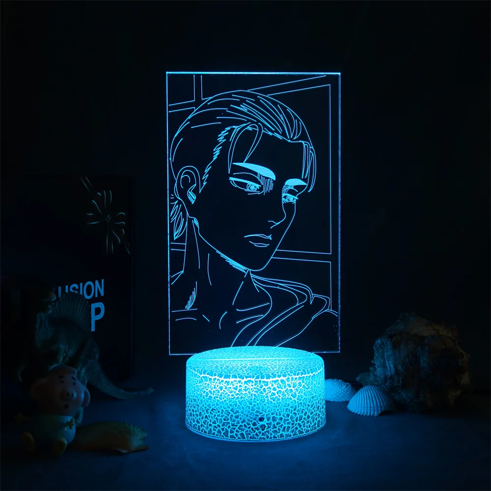 

Anime Figure Attack on Titan 4 Eren Yeager Jaeger Led Night Light 3D Lamp Manga RGB Gift Shingeki No Kyojin Bedroom Table Decor