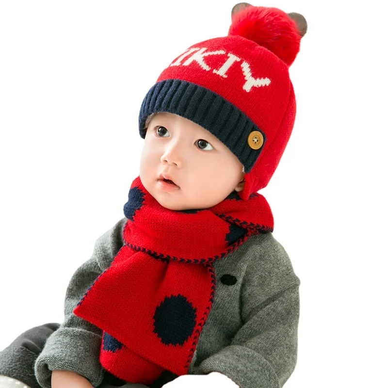 

2 шт., детская вязаная шапка-шарф для новорожденных