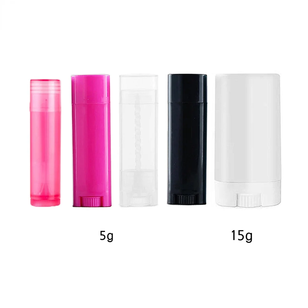 

6pcs 5g 15g Oval Empty Lip Balm Tube DIY Lipstick Containers Deodorant Case Plastic Bottle Jar Eco Friendly