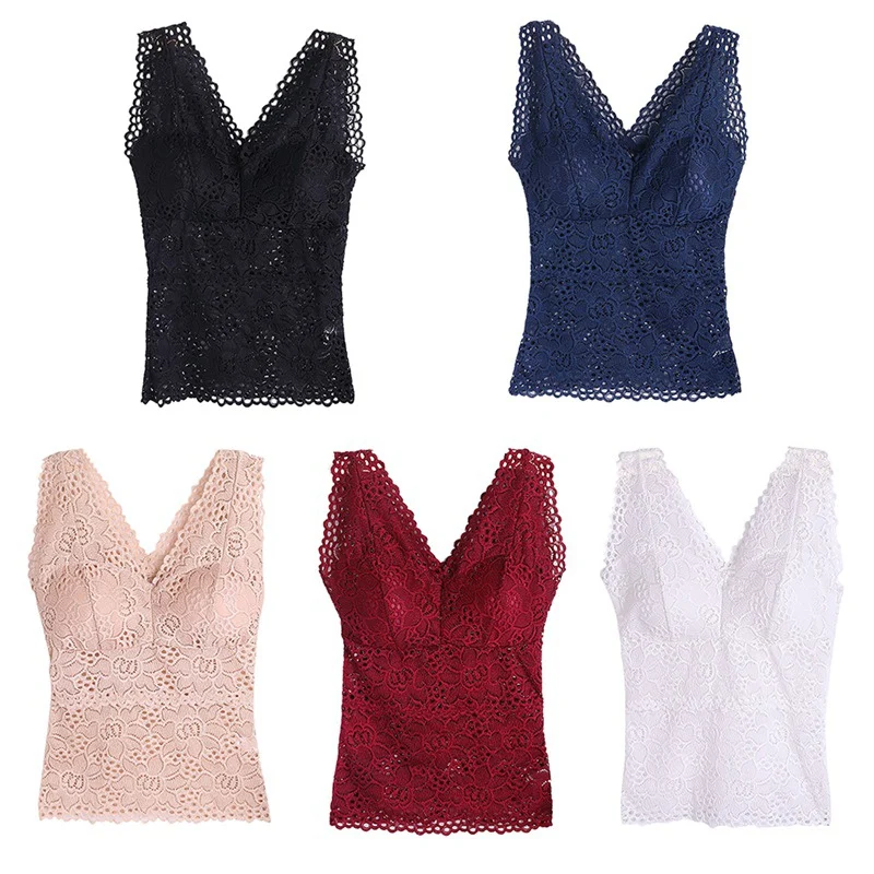 

Women Sexy Lace Floral Camisole Padded Tank Top Women's Sexy Lace Cami Girls Bralette Crochet Flower Vest