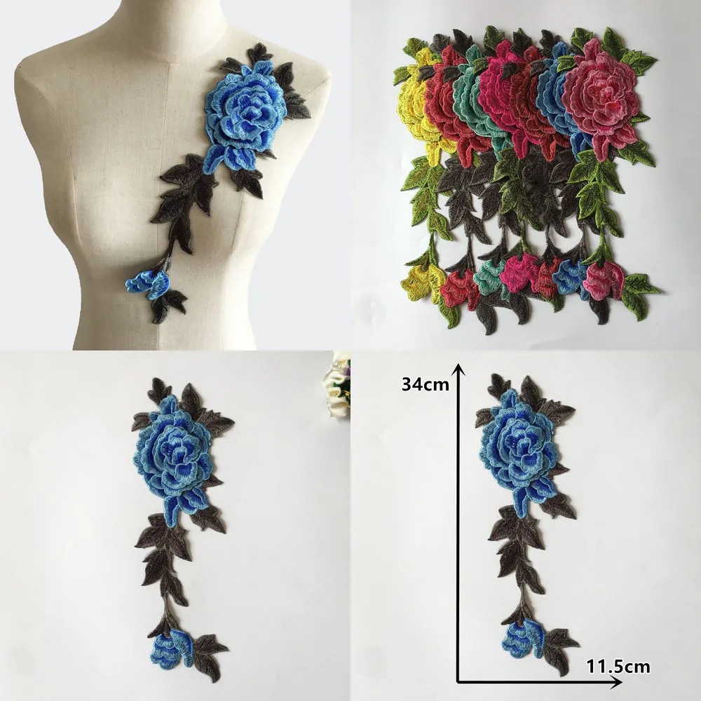 Высококачественная вышитая кружевная ткань 3D Цветочные аппликации кружевной
