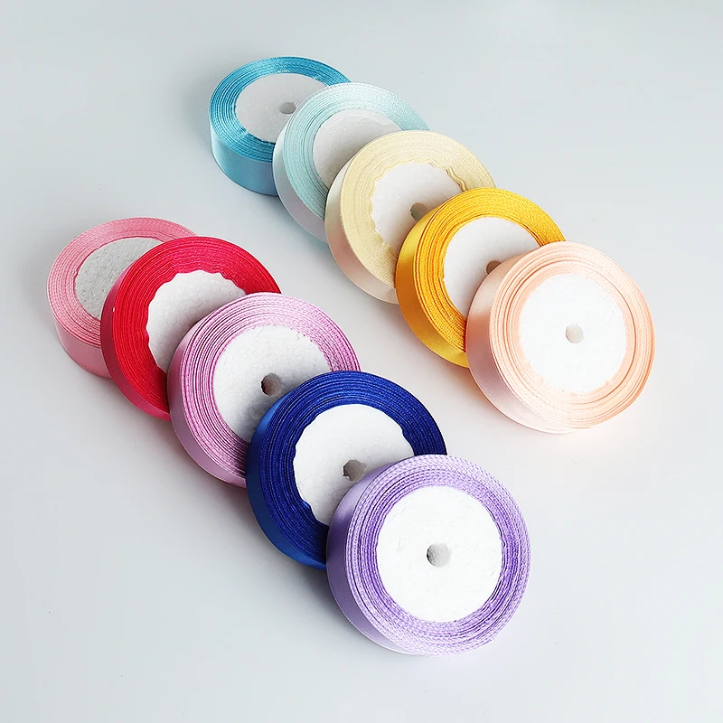 Шелковые атласные ленты 25 мм сделай сам белого синего фиолетового зеленого