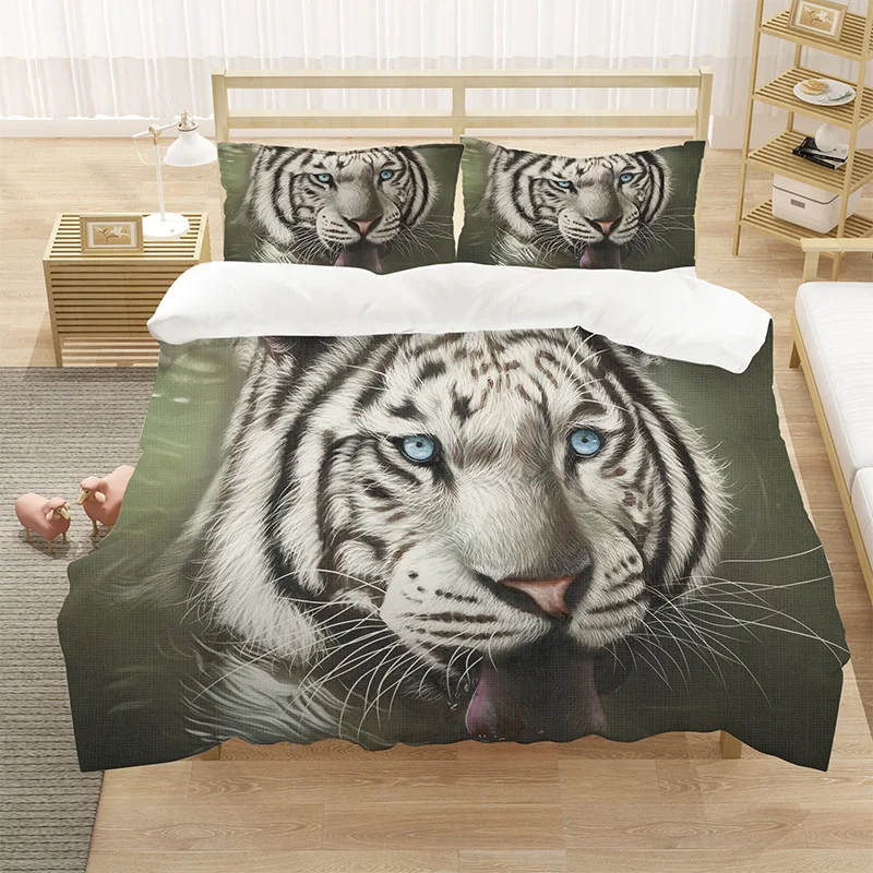 

Luxury 3d tiger pattern king size quilt cover quilt cover bedding bed cover sheet quilt