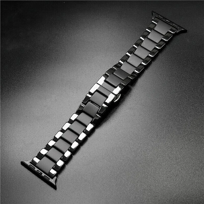 

ceramic strap for iWatch series 4 5 2 1 3 38mm 40 mm Watch Band black color Loop Bracelet for apple watch 4 5 42mm 44mm