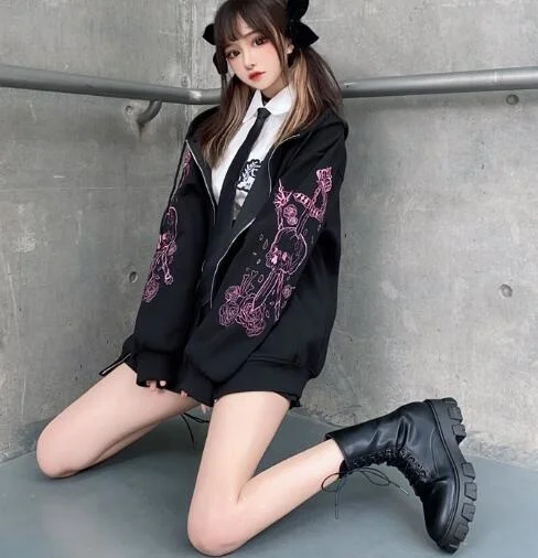 

New arrival Hot Sale Autumn Winter Women Japanese Harajuku Preppy Style embroidered loose Baseball Long Sleeve Fashion Coat