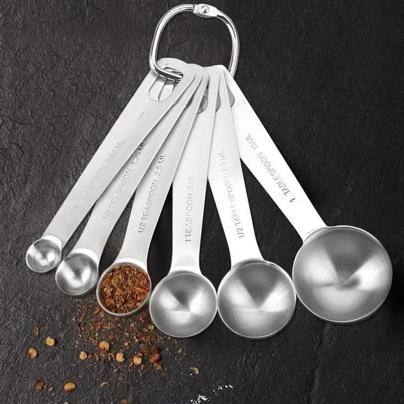 

6pcs Measuring Spoons Steel Seasoning Flour Measuring Baking Spoons Cooking Cups Teaspoons Utensils Measuring Spoons