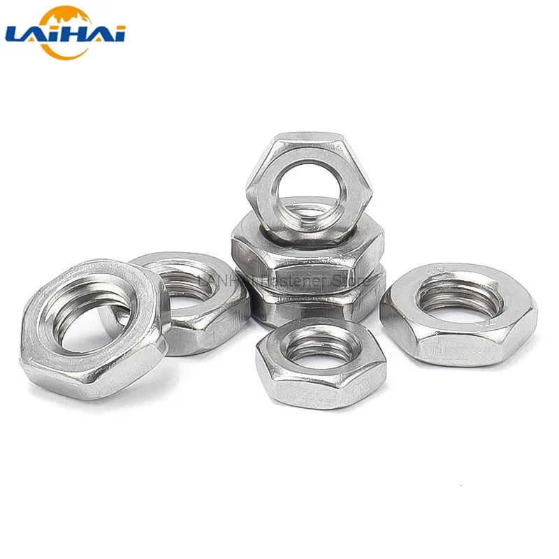 

2/25pcs M2 M2.5 M3 M4 M5 M6 M8 M10 M12 M14 M16 304 A2-70 Stainless Steel Flat Hex Hexagon Thin Nut Jam Nut DIN439 GB6172