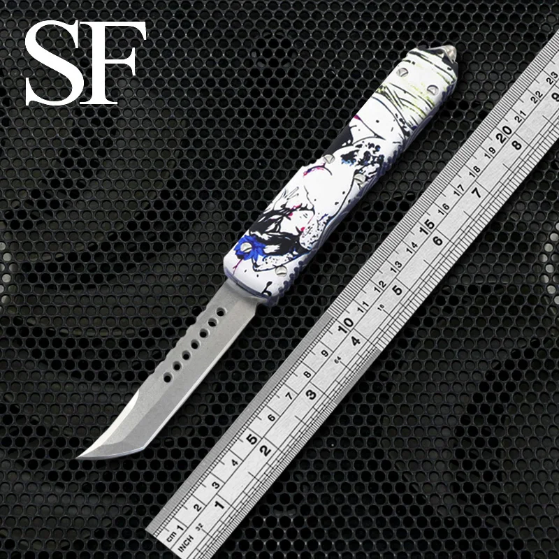 SF нож с одной кромкой D2 лезвие рельефная 3D печать алюминиевая ручка для выживания
