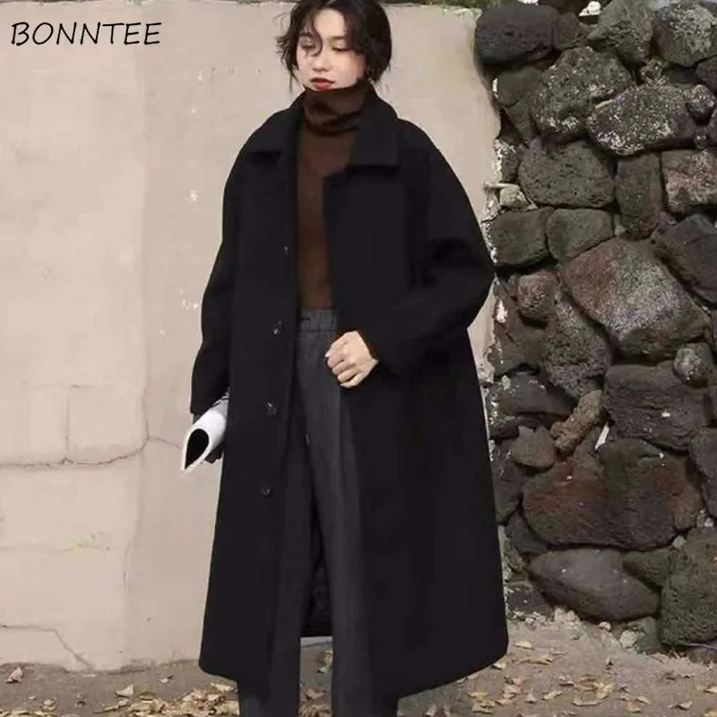 Женская зимняя куртка из смешанной шерсти теплая ветровка однотонная Простая