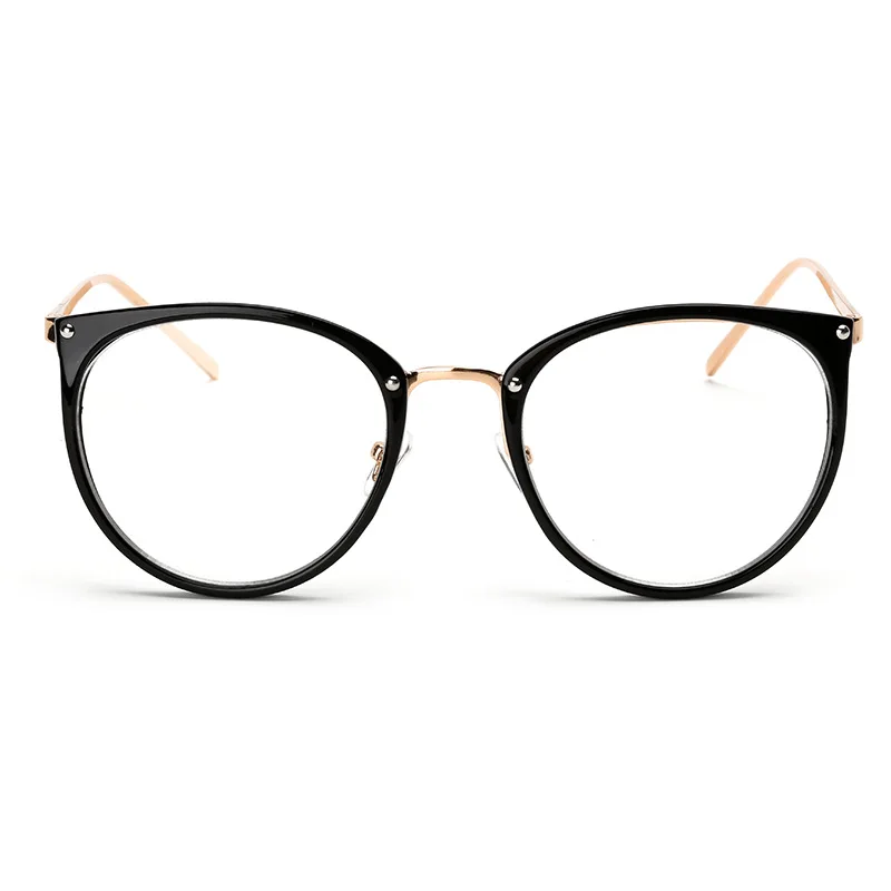 

Glasses Frame men women flat eyeglasses student Literary metal Vintage Round Clear Lens E016