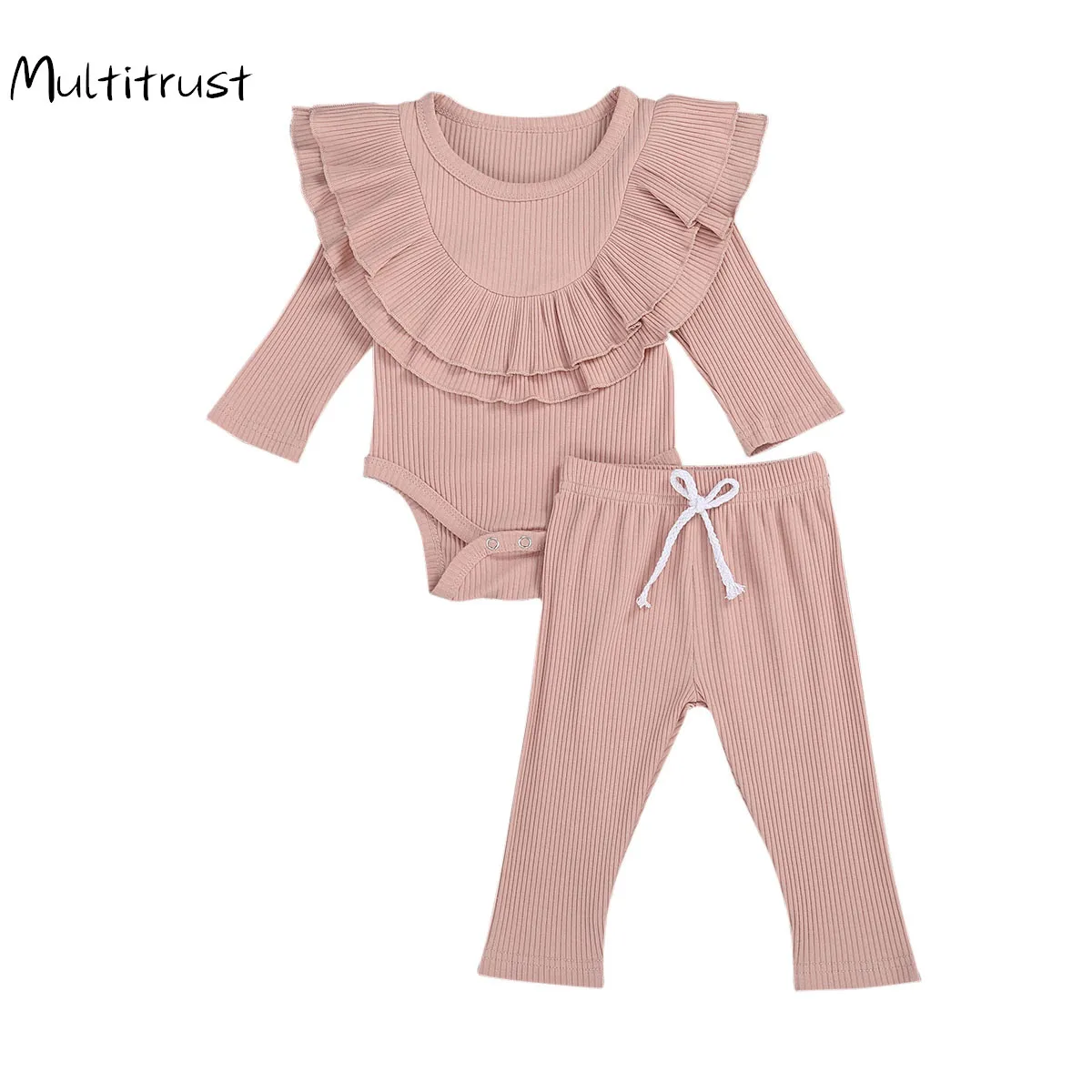 

8 Style Baby Boys Girls Autumn Clothes Long Sleeve Pure Color Knitted Button Rompers Tops Pants Toddler Infant Baby Clothing