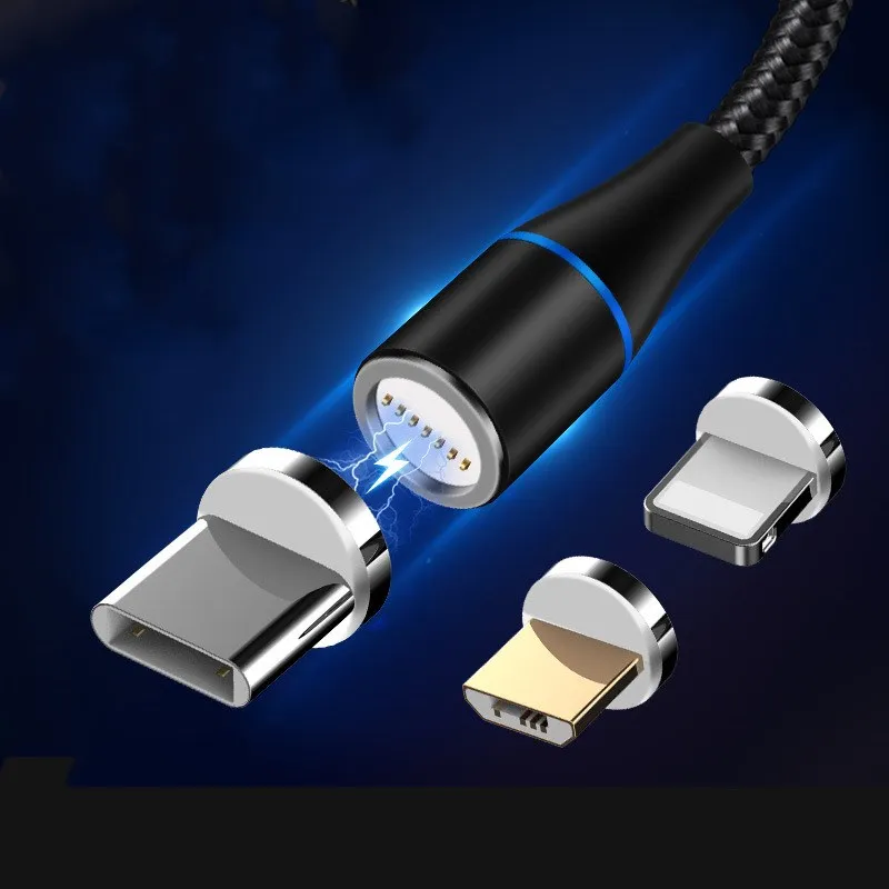 Магнитный USB кабель для Iphone TYPE-C Micro 3A Быстрая зарядка линии передачи данных