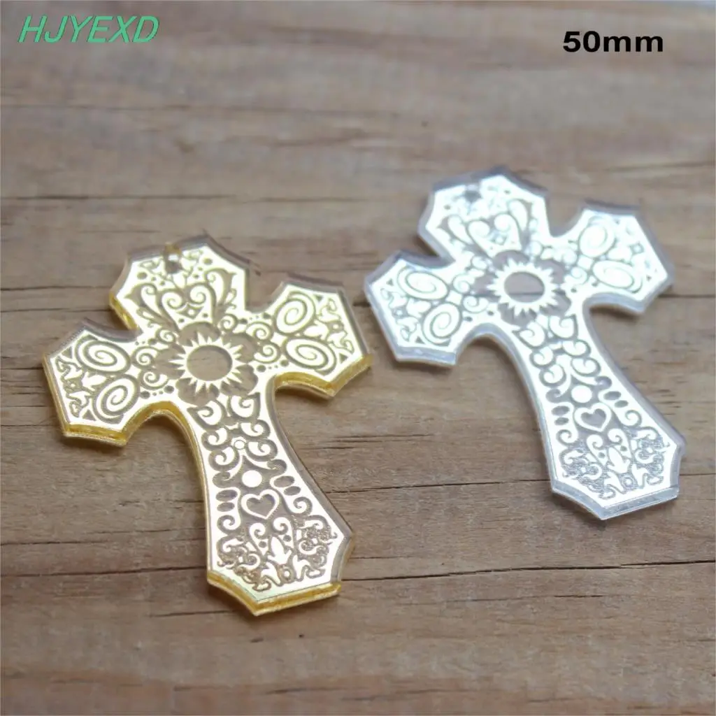 Акриловые серьги в виде креста диаметром 38 мм/50 мм зеркальный лазерный вырез под