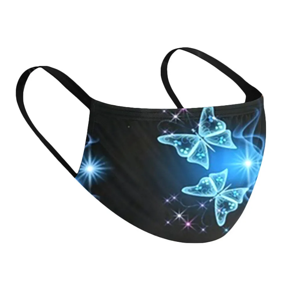 #35 взрослая защитная маска моющаяся с принтом бабочки хлопковая модная для лица