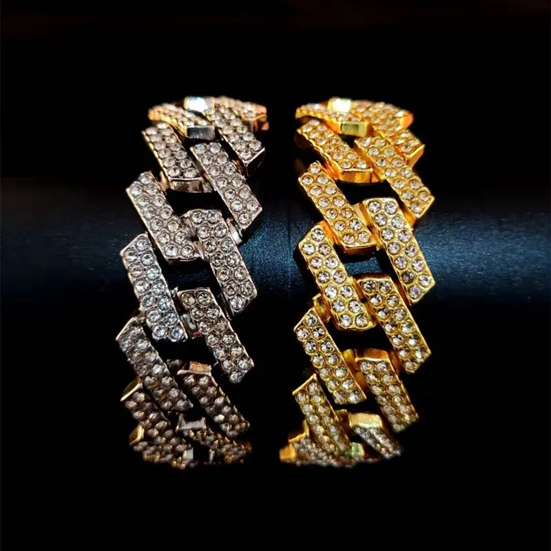 

1 New Punk 20mm Hip Hop Chain Necklace Pave Setting Rhinestone Iced Out Bling Rhombus Cuban Chains Fashion Jewelry for Man