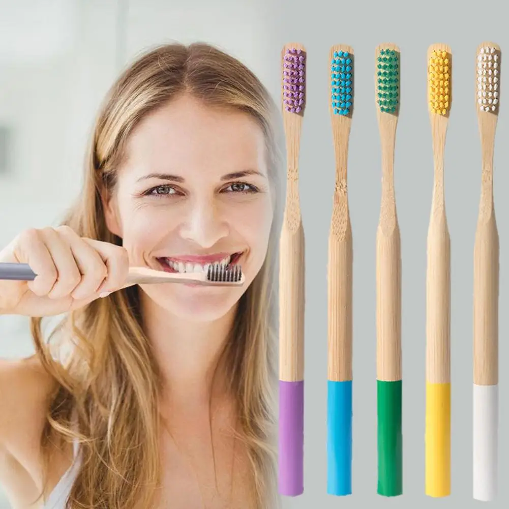 Portable Bamboo Toothbrush Rainbow ToothBrush Soft Hair Tooth Brush Eco Friendly Brushes Oral Cleaning Care Tools | Красота и