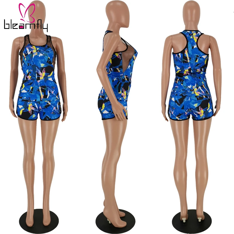 Новинка летний женский пляжный костюм с принтом сетчатый топ шорты комплект из