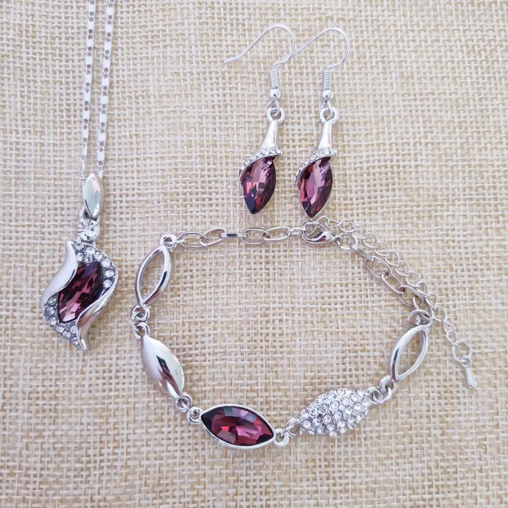 Фиолетовый набор украшений Free Angel Elf серьги из стерлингового серебра 925 пробы с