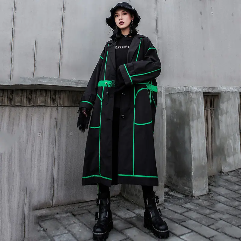 XITAO плюс размер длинный тренч для женщин Корея Мода элегантный один грудь широкий