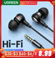 ugreen aux earbuds earphones 3 5mm usb type c wired headphones noise isolating volume control microphone for android mp3mp4