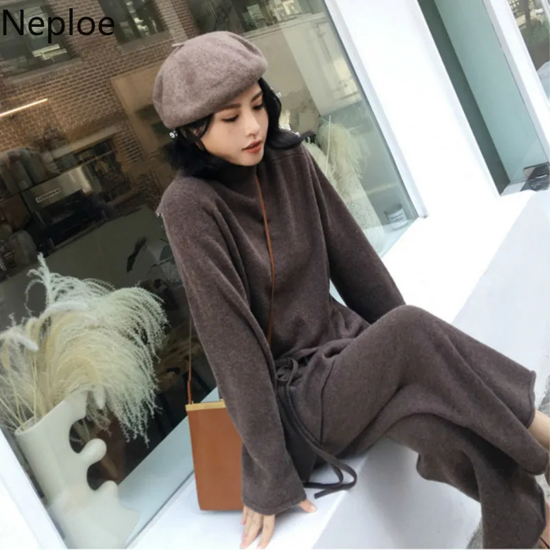 Neploe свитер гольф в Корейском стиле аромат комплект из 2 частей с высоким плотно