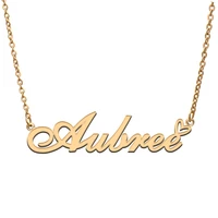 aubree name tag necklace personalized pendant jewelry gifts for mom daughter girl friend birthday christmas party present
