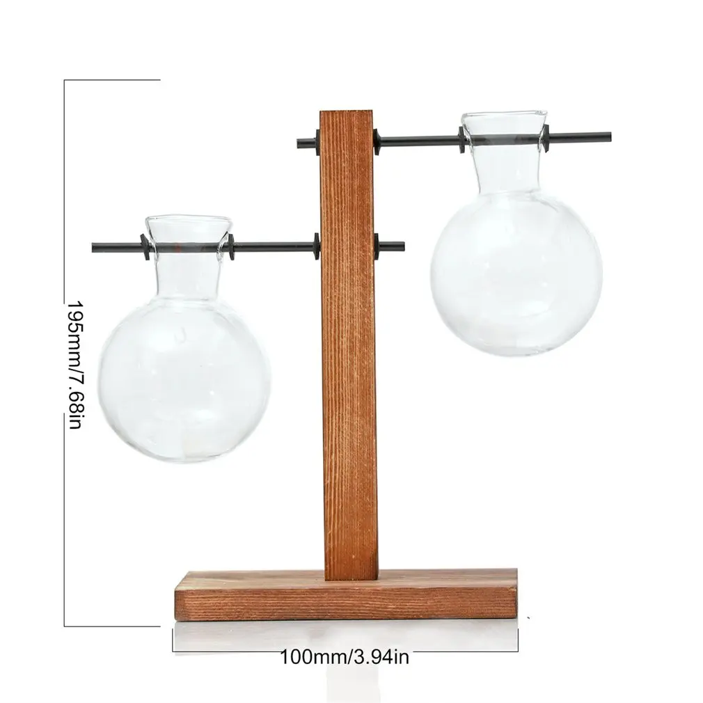 

Glass Test Tube Hydroponic Vase Elegant Table Vase For Water Setting Flowers Wooden Frame Home Decoration