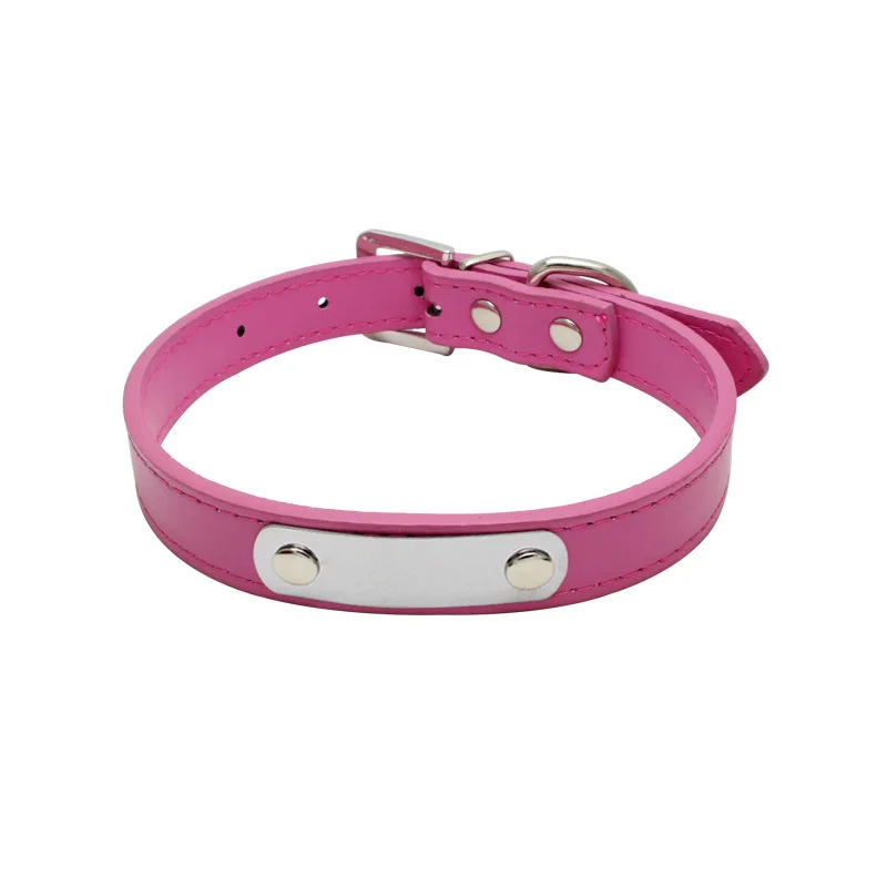 Rose Pink Домашние животные, собаки, кошки, анти-потеря, кожа, ID Ошейники, гравировка текста на нержавеющей стали, ярлыки для домашних животных, индивидуальная адресная доска, Новинка - Цвет: Rose Pink