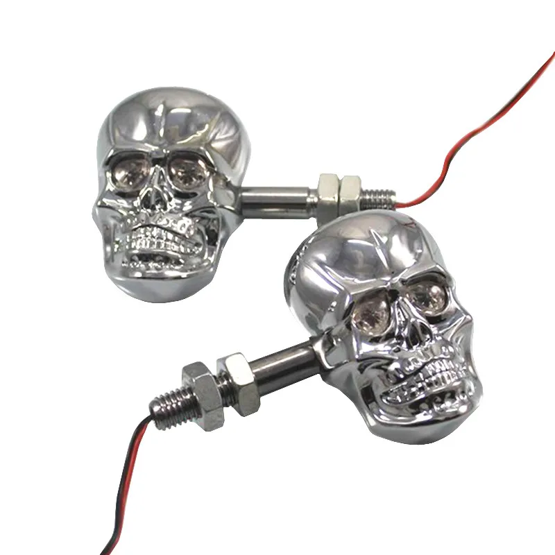 Motorcycle Skull Turn Signal Light LED Universal 10mm Bolt Motorbike Cruiser Chopper Touring Atv Scooter Offroad |